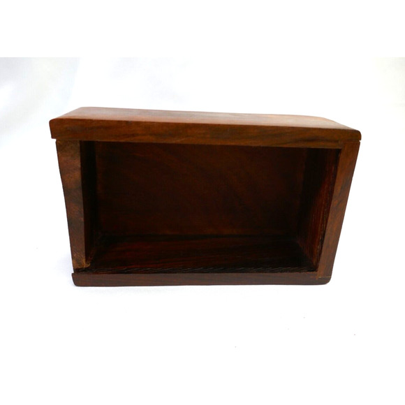 Handcarved Floral Keepsake Wood Jewelry Box With Slide open Bottom - Picture 14 of 16